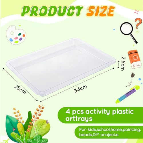 Remerry 4 Pcs Art Craft Tray for Kid, 13.4 x 10 Inch, Clear - color: Clear, size: 13.4 x 10 Inch