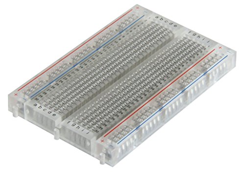 BB400T Transparent Solderless Plug-in BreadBoard, 400 tie-Points, 4 Power Rails, with Metal Backing Plate, 3.3 x 2.2 x 0.3in (84 x 55 x 9mm)