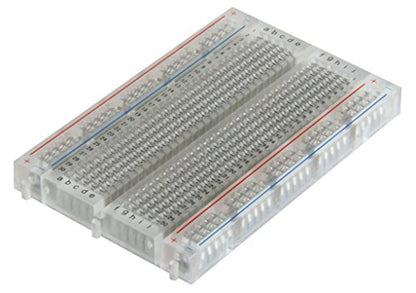 BB400T Transparent Solderless Plug-in BreadBoard, 400 tie-Points, 4 Power Rails, with Metal Backing Plate, 3.3 x 2.2 x 0.3in (84 x 55 x 9mm)