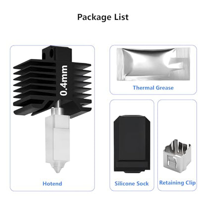 P1P P1S 0.4mm Hardened Steel Hotend, All-Metal Integerted Desige Hot End 320℃ High Temperature Print Head Nozzle Replacement for X1/X1C/P1S /P1P 3D Printer - style: 0.4mm