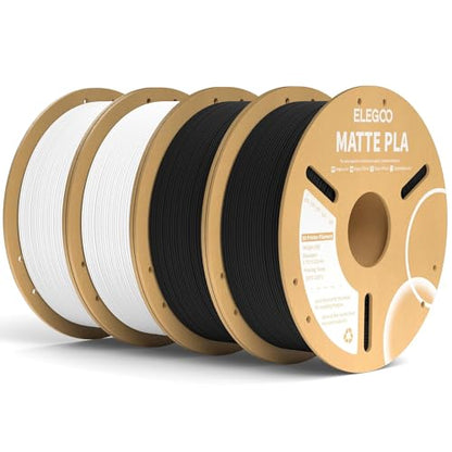 ELEGOO Matte PLA 3D Printer Filament Black & White 4KG 1.75mm - color: Black & White-4 Pack