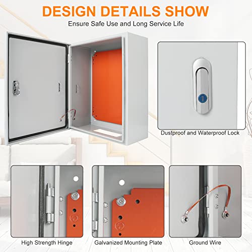 Cold Rolled Steel Electrical Box 23.6'' x 20'' x 8'' Indoor/Outdoor Thick Electrical Enclosure Box with Mounting Plate IP66 Weatherproof Anti-Rust and Anti-Corrosion (23.6'' x 20'' x 8'') - size: 23.6'' x 20'' x 8''