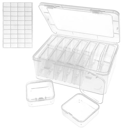 Guyuyii 15 Clear Plastic Bead Storage Containers with Hinged Lids & Labels - size: 15 Pcs