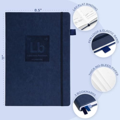 Clever Fox Laboratory Notebook, Lab Notebook, Chemistry Research, Dark Blue - color: Dark Blue