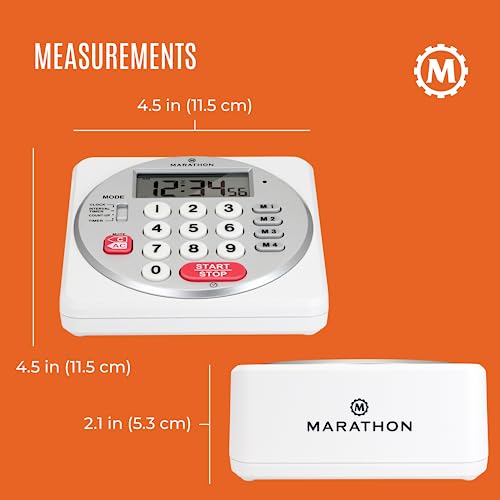 MARATHON Commercial Grade 100-Hour Digital Timer with Keypad, White - color: White/Silver