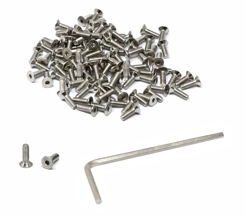 iexcell 100 Pcs M2.5 x 8mm Thread Pitch 0.45 mm Stainless Steel 304 Hex Socket Flat Head Cap Screws Bolts Kit - size: M2.5 x 8mm