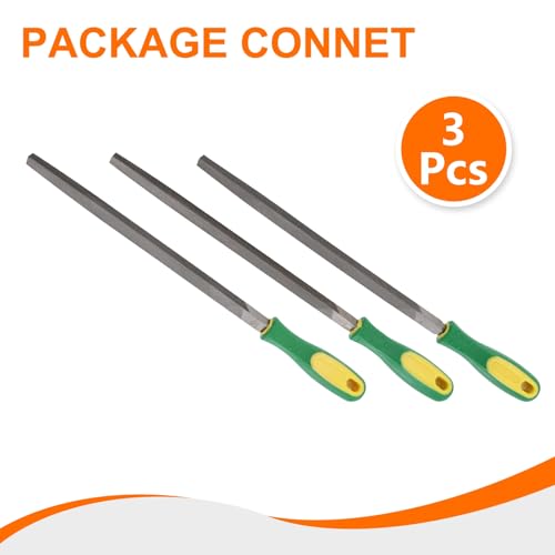 HARFINGTON 3pcs Triangle Coarse/Medium/Thin Cut File 10" Double Cut Teeth High Carbon Steel Hand Rasp File Plastic Handle for Metal Wood Deburring Removing - size: 10"