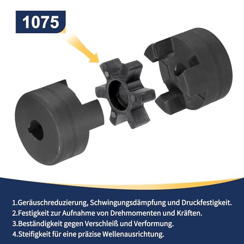 uxcell 3/4" to 5/8" L075 Flexible 3-Piece L-Jaw Coupling Coupler Set & Buna-N NBR Rubber Spider for Log Splitter Hybrid Equipment - size: 3/4" to 5/8"