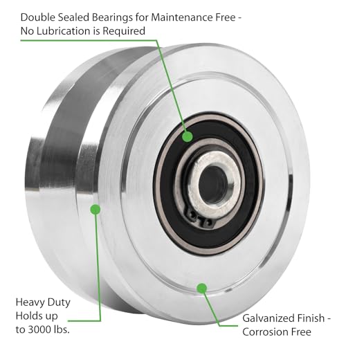 4” V-Groove Dual Bearing Slide Gate Wheel w/Bolted Bracket Cradle