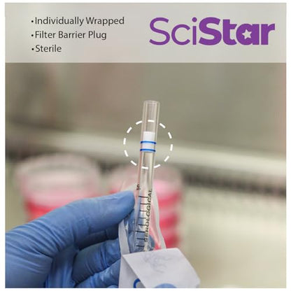 5mL Serological Pipettes, Individually Wrapped, Sterile, RNase/DNase-Free, Polystyrene, Graduated, Disposable, Color-Coded, Universal Fit – Pack of 50 PCS - size: 5mL