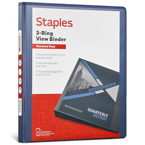 Staples Standard View Binder, 0.5 Inch Round Ring, Blue, 120 Sheets - color: Blue, size: 0.5-Inch, style: 1 Pack