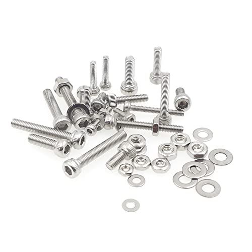 630PCS M2-M3 304 SS Knurled Socket Head Cap Screw Nut & Washer Kit - size: M2M2.5M3