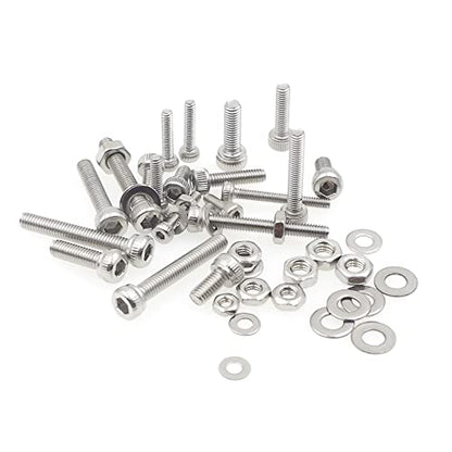 630PCS M2-M3 304 SS Knurled Socket Head Cap Screw Nut & Washer Kit - size: M2M2.5M3