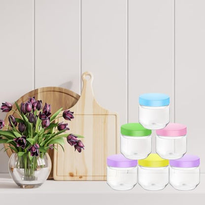 Tanlade 60 Pcs 3 oz Clear Plastic Mini Mason Jars with Lids, Colorful - color: Colorful