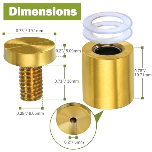 19 x 25mm (Dia. x L) Stainless Steel Standoff Screws - Gold - 4 Pieces - color: Gold, size: 19 x 25mm / 0.75" x 0.98"