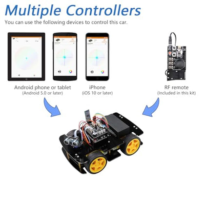 Freenove 4WD Car Kit with Remote (Compatible with Arduino IDE), Line Tracking, Obstacle Avoidance, Wireless Control App, Ultrasonic Sensor Motor Servo - color: With Remote