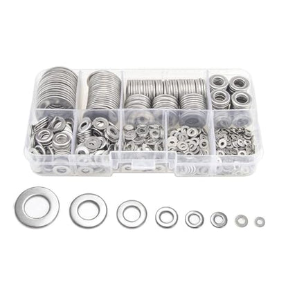 360 Pieces 8 Sizes 304 Stainless Steel Washers Assortment Kit, Lock Metal Washer for Screw(M2 M2.5 M3 M4 M5 M6 M8 M10)
