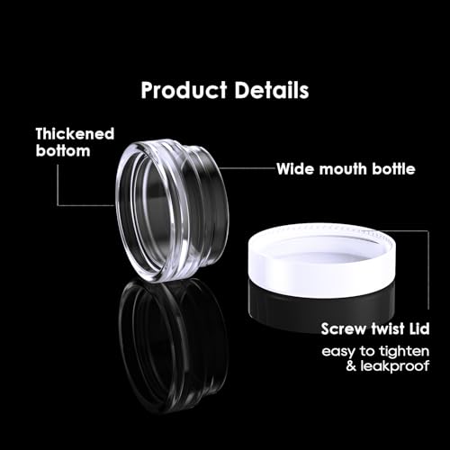 Eternal Moment 50 Pack 3G Sample Containers with Lids Cosmetic Small Jars - color: White Lid, size: 0.1 Ounce