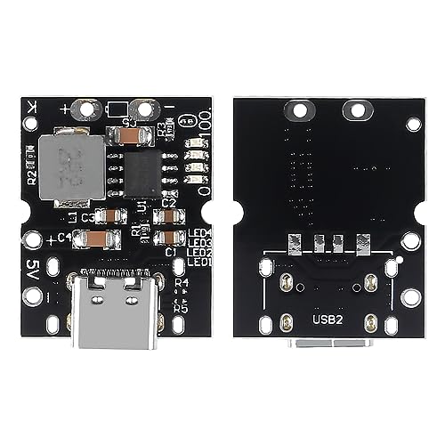 6PCS Type-C USB 5V 2A Boost Converter Step-Up Power Module Lithium Battery Charging Protection Board LED Display USB for DIY Charger - color: 6PCS NO Weld
