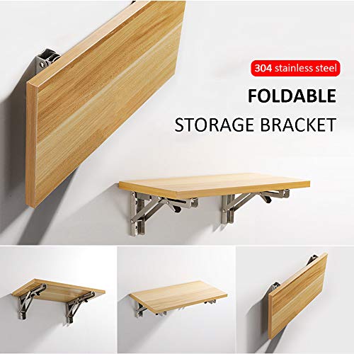 Storystore Folding Shelf Brackets - 16 Inch Heavy Duty Stainless Steel Collapsible Shelf Bracket for Bench Table, Space Saving DIY Bracket (4PCS) - size: 16 Inch 4PCS