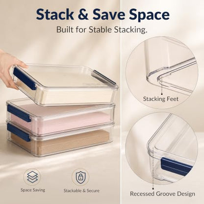 CATOOMUU 2-Pack 9x13 Clear Plastic Project Case Stackable Storage Box - color: Large-Blue-2-Pack