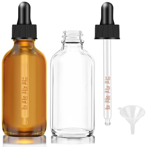 Bumobum 2 Pack 2 oz Clear and Amber Glass Dropper Bottles - color: Clear and Amber 2 oz