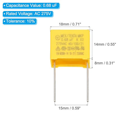 PATIKIL Safety Capacitors 12Pack 0.68uF AC 275V 15mm Pin Pitch 18x14x8mm - size: 15mm Pin Pitch, style: 0.68uF