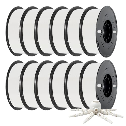 Kingroon PLA Filament,12 Rolls, Dimensional Accuracy +/- 0.02 mm, 12kg Spool(26.5lbs), 1.75 mm, White - color: 12*1kg White