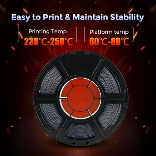 FLASHFORGE Carbon Fiber PETG Filament 1.75mm, Carbon Fiber PETG 3D Printer Filament, 1KG Spool Dimensional Accuracy +/- 0.02mm, Lightweight & Heat-Resistant & Moisture Free (Volcanic Rock Gray) - color: Grey, size: PETG CF