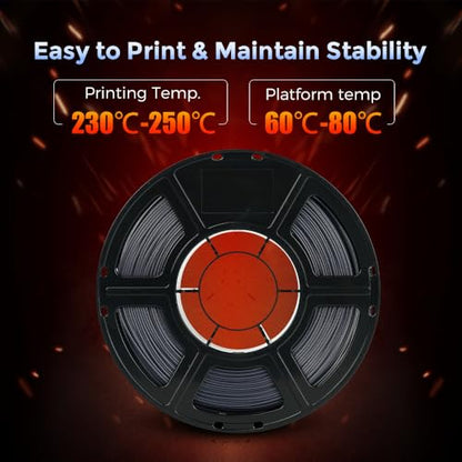 FLASHFORGE Carbon Fiber PETG Filament 1.75mm, Carbon Fiber PETG 3D Printer Filament, 1KG Spool Dimensional Accuracy +/- 0.02mm, Lightweight & Heat-Resistant & Moisture Free (Volcanic Rock Gray) - color: Grey, size: PETG CF