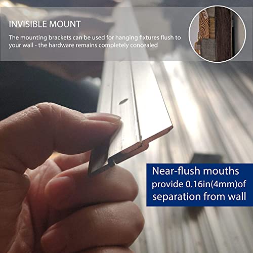 French Cleat Picture Hanger 18 Inches - 2 Pairs - Aluminum Z Hanger Supports 90lbs - Interlocking Wall Mounting Bracket Hardware Kit for Hanging Mirrors, Picture, Shelf, Whiteboard, Art, Frames - size: 18 Inch-Standard