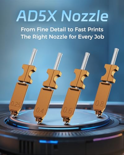 FLASHFORGE AD5X Upgraded 0.4mm Hardened Nozzle, Wear-Resistant, High Flow 32mm³/s Hotend Kit for High-Speed 3D Printers - style: Hardened-0.4 mm