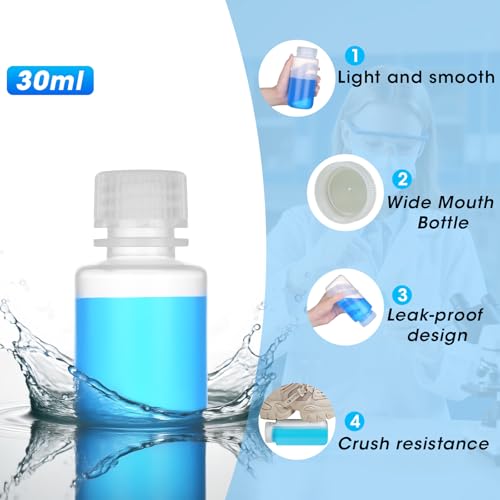 1oz/30ml Plastic Sample Bottles with caps, Wide Mouth, 5Pcs - style: 30ML-5pcs