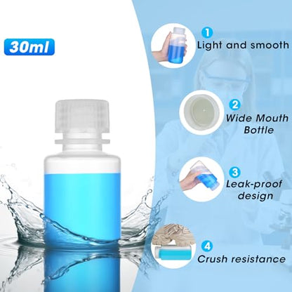 1oz/30ml Plastic Sample Bottles with caps, Wide Mouth, 10Pcs - style: 30ML-10pcs