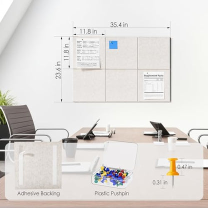 MaxGear Felt Bulletin Board 36" x 24", Light Tan Felt Wall Tiles Push Pins - color: Light Tan, size: 36" x 24"