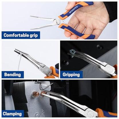 6" Mini Needle Nose Pliers, Straight Long Nose Pliers with Comfort Grip Handles, Small Needle Nose Plier for Jewelry Making, Handmade Craft - style: Bent Needle Nose Pliers