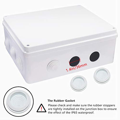 Zulkit Junction Box ABS Plastic Dustproof Waterproof IP65 Universal Electrical Boxes Project Enclosure White 11.8 x 9.8 x 4.7 inch (300mmx250mmx120mm) - size: 11.8" x 9.8" x 4.7"