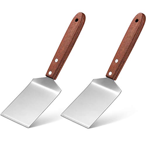 Newtay 2 Pcs Metal Small Spatula Wooden Handle Cookie Baking Scraper Turner