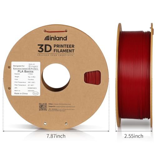 Inland PLA Basics Filament 1.75mm, 1kg Spool – Dimensional Accuracy ±0.02mm, Neatly Wound, Fits Most FDM 3D Printers (Black, White, Gray, True Red, 4 Pack) - color: 4kg Black, White, Gray, True Red