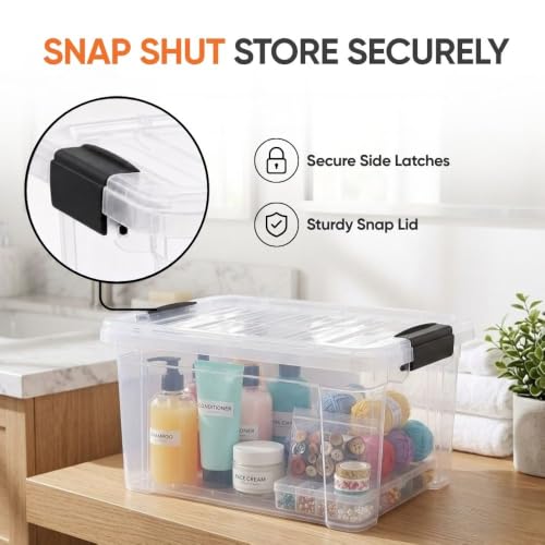 Superio 6.6 Quart Clear Plastic Storage Boxes with Lids, Stackable Organizer Containers, BPA-Free Storage Bins for Home, Office, School & Dorm, 1 Pack - size: 12" x 8.25" x 5.75"