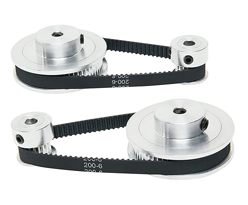2PCS Set 2GT Aluminum Timing Pulley 20&60 Teeth 6.35mm Bore Synchronous Wheel with 2PCS Length 200mm Width 6mm Belt (20-60T-6.35B-6) - size: 6.35MM Bore, style: 20-60T-6.35B-6MM