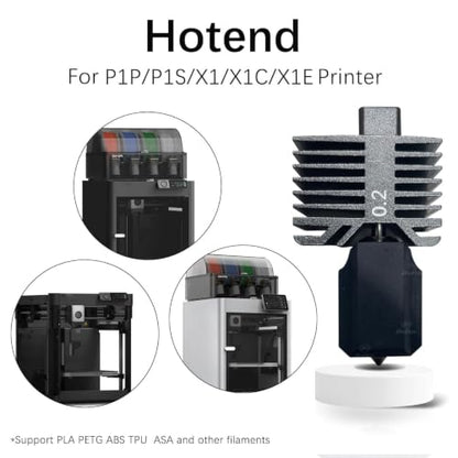 Bamboo Lab Integrated Hotend Assembly with 0.2MM Stainless Steel Nozzle for Bamboo Lab P1S/P1P/X1/X1C/X1E 3D Printer– High Detail,Fast Speed Heating, Max Temp 300C - size: 0.2mm, style: X1/P1 Series