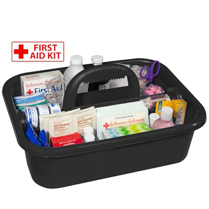 Akro-Mils 09185 Plastic Tote Tool & Supply Cleaning Caddy with Handle, 18-3/8-Inch x 13-7/8-Inch x 9-Inch, Black - color: Black