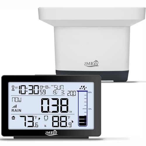 Wireless Rain Gauge Outdoor, Digital Rain Gauge Outdoors Best Rated with Thermometer,Accurate Self-Emptying Rain Measure Gauge for Garden,Remote Electronic Rain Meter,Freeze Proof Rainfall Measurer - color: Digital Wireless Rain Gauge