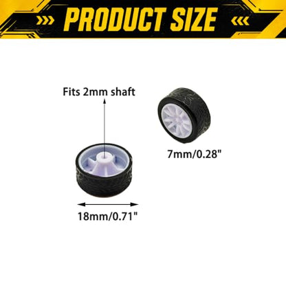 8PCS Toy Car Wheel RC Car Rubber Tire Wheel with Metal Shaft Axles for RC Car Truck Robot DIY Model Car Building Parts (2x18mm) - style: 2x18mm