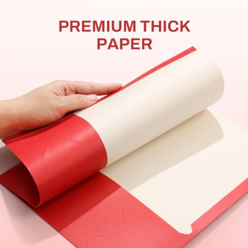 SUNEE Folders with Pockets 3 Hole Punched(50 Pack, Red), 2 Pocket Folders Fit Letter Size Paper, Paper File Folder for School Office Home Business - color: Red