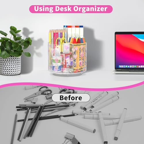 Acrylic Pencil Organizer for Desk Crayon Organizer with Adhesive Sticker - size: Medium x1 sticker
