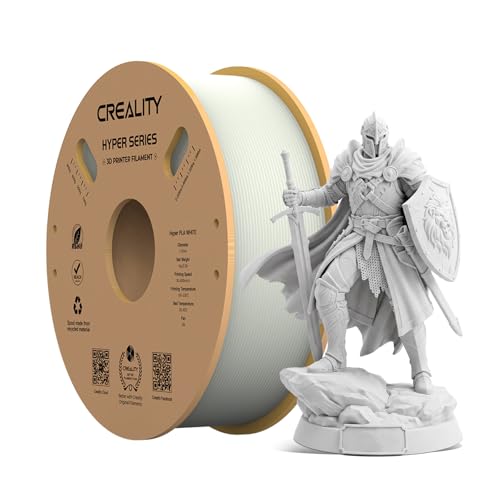 Creality Hyper PLA Filament 1.75mm, High-Speed 3D Printing Filament Up to 600mm/s, ±0.02mm Accuracy, 3D Printing Filament Fits for Most FDM 3D Printers (White) - color: White