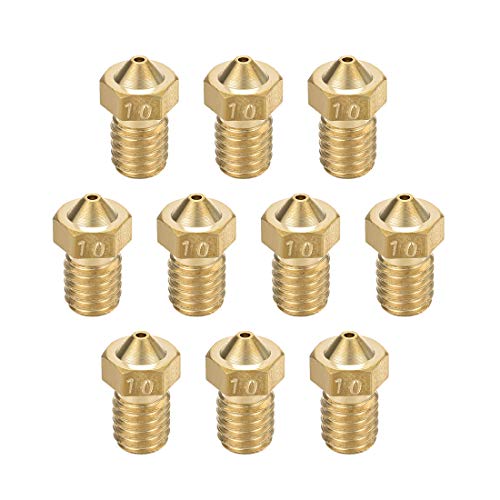 uxcell 10pcs 3D Printer Nozzle,Brass V6 Nozzle 1mm,Extruder Print Head for Filament 1.75mm V5-V6 M6 3D Printer - size: 1mm