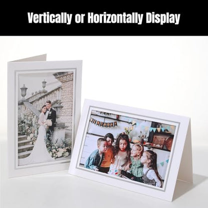 50 Sets Photo Frame Cards with Envelopes 4x6 Paper Picture Frames Bulk - color: White with Silver Lining, size: 4X6